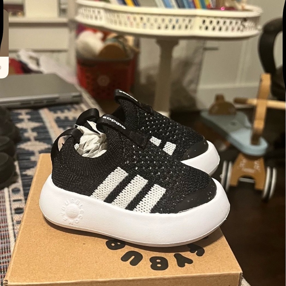 adidas Black & White Knit Slip-On Baby Sneakers